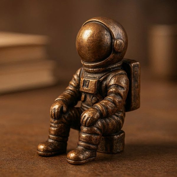 Miniature Bronze Astronaut Sculpture - Dreamer's Desk Companion