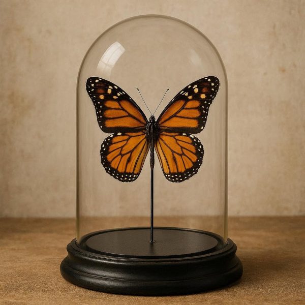 Glass Dome with Preserved Real Butterfly or Beetle - Natural History Curiosity