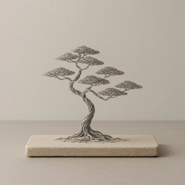 Bonsai Style Wire Tree Sculpture - Zen Minimalist Sculpture