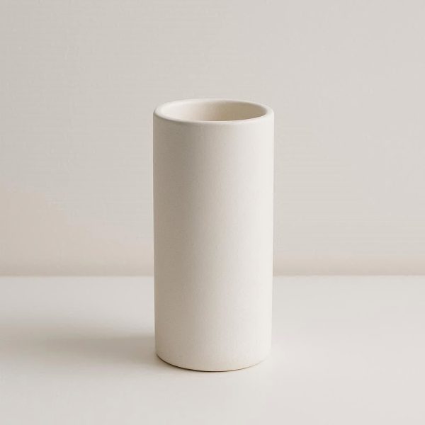 1 Minimalist White Cylinder Ceramic Vase - Clean Line Decor