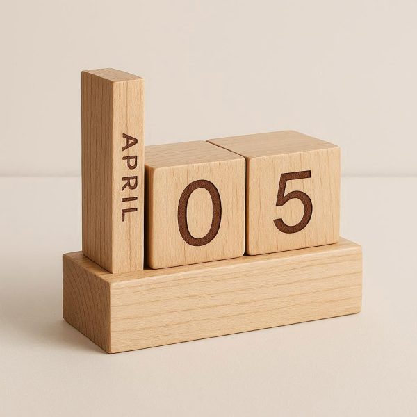 26 Minimalist Wooden Block Calendar - Functional Modern Sculpture